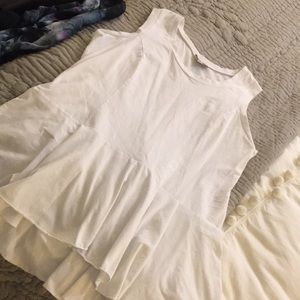 Plus size white cotton tank with peplum